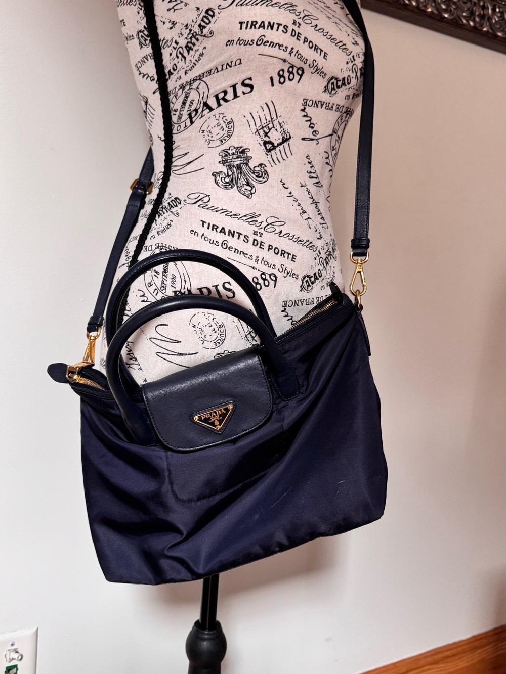 Prada Black Nylon Shoulder Tote with Gold Hardware - Picture 4 of 16
